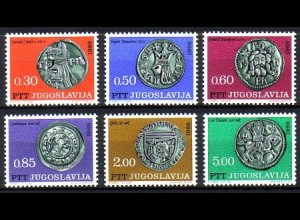 Jugoslawien Mi.Nr. 1191-96 Silbermünzen aus dem Mittelalter (6 Werte)