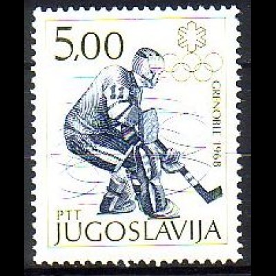 Jugoslawien Mi.Nr. 1265 Olympische Winterspiele 1968, Eishockey (5,00)