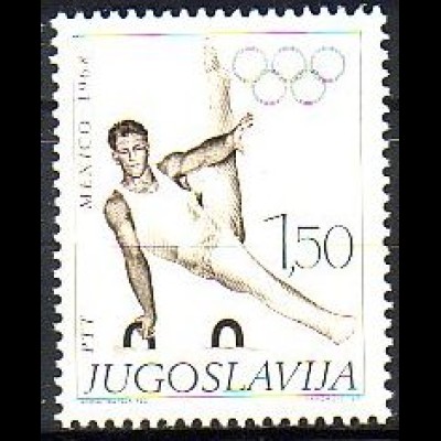 Jugoslawien Mi.Nr. 1292 Olympische Sommerspiele 1968, Seitpferd Turner (1,50)