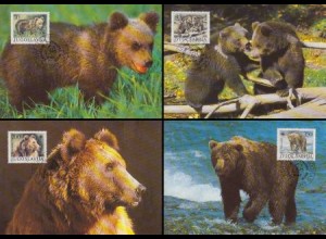 Jugoslawien Mi.Nr. 2260-63 Weltweiter Naturschutz, Braunbär (4 Maximumkarten)