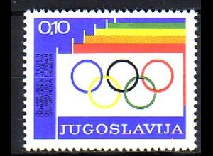 Jugoslawien Mi.Nr. 49 Zwangszuschlagsm. Olympische Woche, Ringe + Flaggen (0,10)