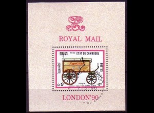 Kambodscha Mi.Nr. Block 172 Stamp World London '90, Landpostwagen