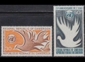 Kamerun Mi.Nr. 613-14 25Jahre UNO, Friedenstauben (2 Werte)