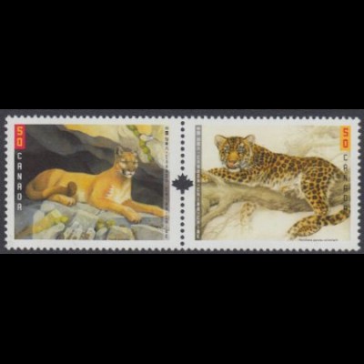 Kanada Mi.Nr. Zdr.2297-98 Großkatzen, Puma und Leopard