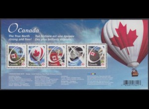 Kanada Mi.Nr. Block 136 Nationalflagge, Soldatenheim, Heißluftballon, ISS u.a.