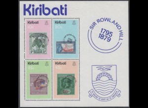 Kiribati Mi.Nr. Block 6 100.Todestag Rowland Hill, Abbildungen älterer Marken 