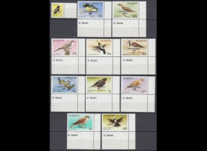 St. Kitts Mi.Nr. 107-17 Freim Vögel, MiNr. 46, 50-54, 57-61 m.Aufdr. (11 Werte)