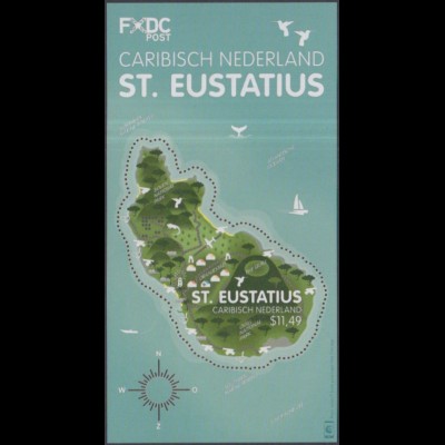 Kar.Niederlande St.Eustatius MiNr. Block 7 Landkarte