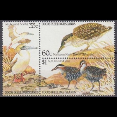 Kokos-Inseln Mi.Nr. Zdr.137-39 Vögel 