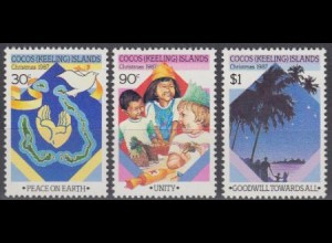 Kokos-Inseln Mi.Nr. 180-82 Weihnachten 1987 (3 Werte)