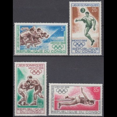Kongo (Brazzaville) Mi.Nr. 167-70 Olympia 1968 Mexiko (4 Werte)