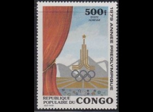 Kongo (Brazzaville) Mi.Nr. 711 Vorolympisches Jahr, Emblem Moskau (500)