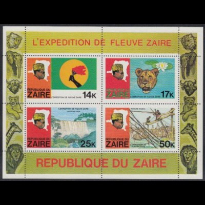 Kongo (Zaire) Mi.Nr. Block 24 Flußexpedition auf dem Zaire 