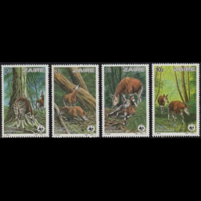 Kongo (Zaire) Mi.Nr. 875-78 Weltweiter Naturschutz, Okapi (4 Werte)