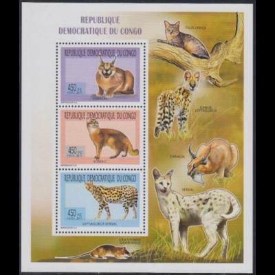 Kongo (Kinshasa) Mi.Nr. Klbg.2037-39I Katzen (mit 1x2037-39I)