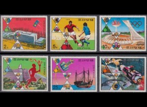 Korea-Nord Mi.Nr. 1523-28x Jahrestage, u.a. Sojus Olympia + Fußball 74 (6 Werte)