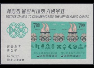Korea-Süd Mi.Nr. Block 276 Olympia 1968 Mexiko, Symbolbänder der Disziplinen 
