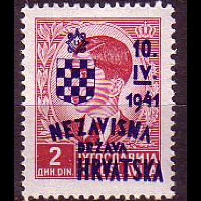 Kroatien Mi.Nr. 28 Marke Jugoslwawiens (Mi.Nr. 397) m. Aufdr. (2)