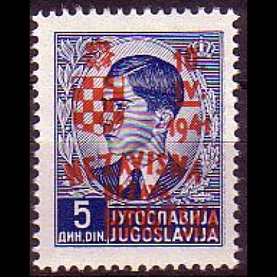 Kroatien Mi.Nr. 31 Marke Jugoslwawiens (Mi.Nr. 400) m. Aufdr. (5)