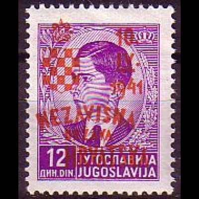 Kroatien Mi.Nr. 35 Marke Jugoslwawiens (Mi.Nr. 404) m. Aufdr. (12)