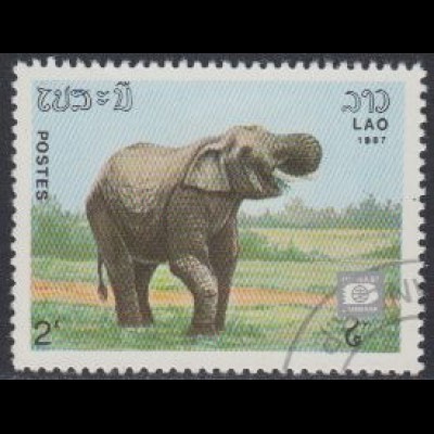 Laos Mi.Nr. 1028 HAFNIA '87 Kopenhagen, Elefant (2)