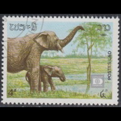 Laos Mi.Nr. 1030 HAFNIA '87 Kopenhagen, Elefanten (4)