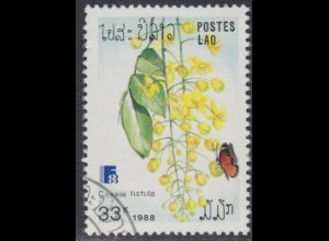 Laos Mi.Nr. 1101 FINLANDIA '88, Schmetterling und Blume (33)