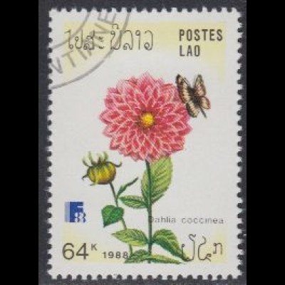 Laos Mi.Nr. 1102 FINLANDIA '88, Schmetterling und Blume (64)