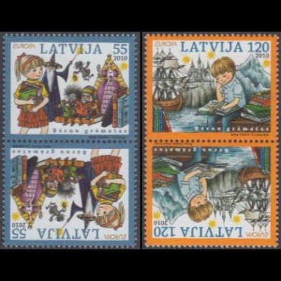 Lettland Mi.Nr. 783-84 Europa 10, Kinderbücher (2 Kehrdr.paare)