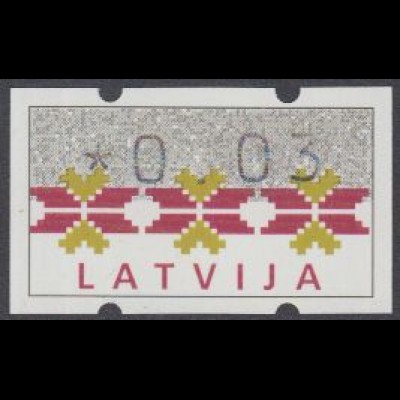 Lettland ATM Mi.Nr. 1 Unterdruck Stickerei (0,03)
