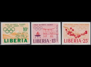 Liberia Mi.Nr. 623-25B Olympia 1964 Tokio (3 Werte)