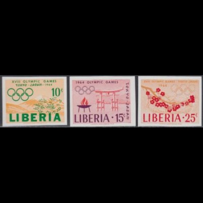 Liberia Mi.Nr. 623-25B Olympia 1964 Tokio (3 Werte)