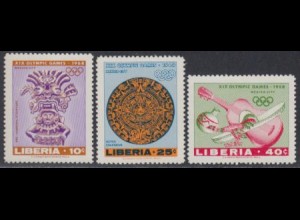 Liberia Mi.Nr. 680-82A Olympia 1968 Mexiko (3 Werte)