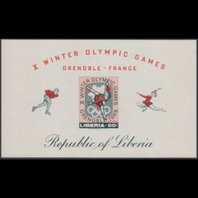 Liberia Mi.Nr. Block 42B Olympia 1968 Grenoble, Eiskunstläuferin 