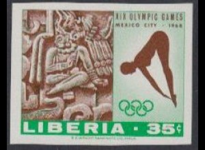Liberia Mi.Nr. 708B Olympia 1968 Mexiko, Priester, Turmspringerin (35)