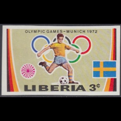 Liberia Mi.Nr. 826B Olympia 1972 München, Fußball, Flagge Schweden (3)