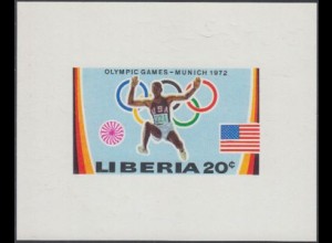 Liberia Mi.Nr. 830Sb Olympia 1972 München, Weitspringer, Flagge USA (20)