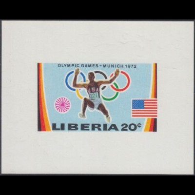Liberia Mi.Nr. 830Sb Olympia 1972 München, Weitspringer, Flagge USA (20)