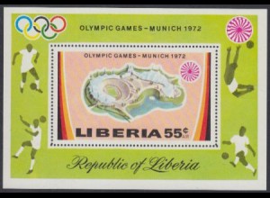 Liberia Mi.Nr. Block 60A Olympia 1972 München, Olympiagelände 