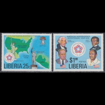 Liberia Mi.Nr. 1013-14 200Jahre Unabhängigkeit USA, u.a. Präsidenten (2 Werte)