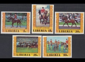 Liberia Mi.Nr. 1032-36B Olympia 1976 Montreal, GoldReitwettbewerbe (5 Werte)