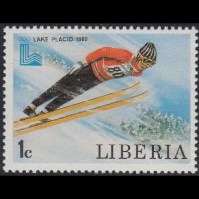 Liberia Mi.Nr. 1168A Olympische Winterspiele Lake Placid, Skispringen (1)