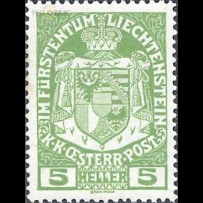 Liechtenstein Mi.Nr. 5 Freim. Fürstliches Wappen (5)