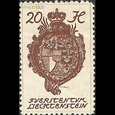 Liechtenstein Mi.Nr. 28 Freim. Landeswappen, gez. (20)