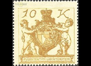 Liechtenstein Mi.Nr. 39 Freim. Wappen von Liechtenstein (10 Kr.)