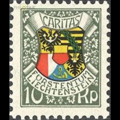 Liechtenstein Mi.Nr. 75 87. Geb. Fürst Johann II., Landeswappen (10+5)