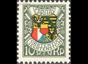 Liechtenstein Mi.Nr. 75 87. Geb. Fürst Johann II., Landeswappen (10+5)