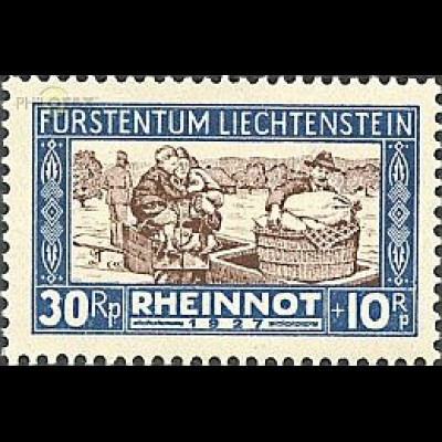 Liechtenstein Mi.Nr. 81 Hochwasser, Schweizer Pinoniere bei Rettung (30+10)