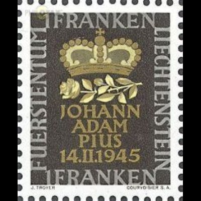 Liechtenstein Mi.Nr. 242 Geburt des Erbprinzen, Krone + Rosenzweig (1 Fr)