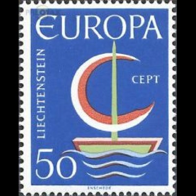Liechtenstein Mi.Nr. 469 Europa 66, stil. Darstellung eines Segelbootes (50)